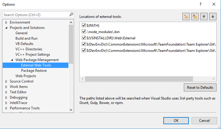 Synchronizing node version with your environment in Visual Studio 2017 -  Dominique St-Amand